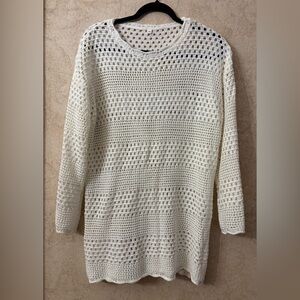 White Crochet Tunic Sweater